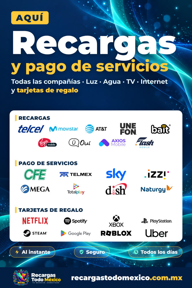Cartel de mostrador 60×90 cm de recargas y pago de servicios